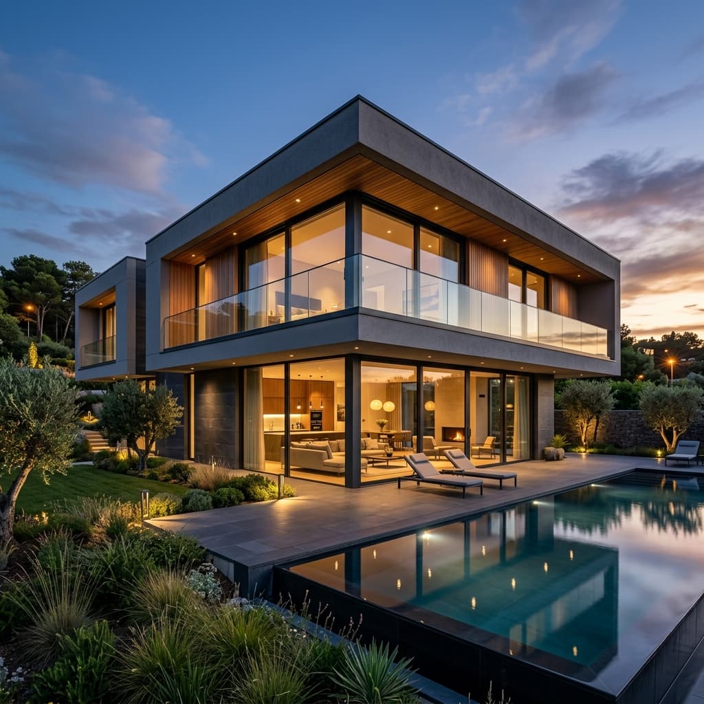 Modern Villa Exterior with UPVC Windows